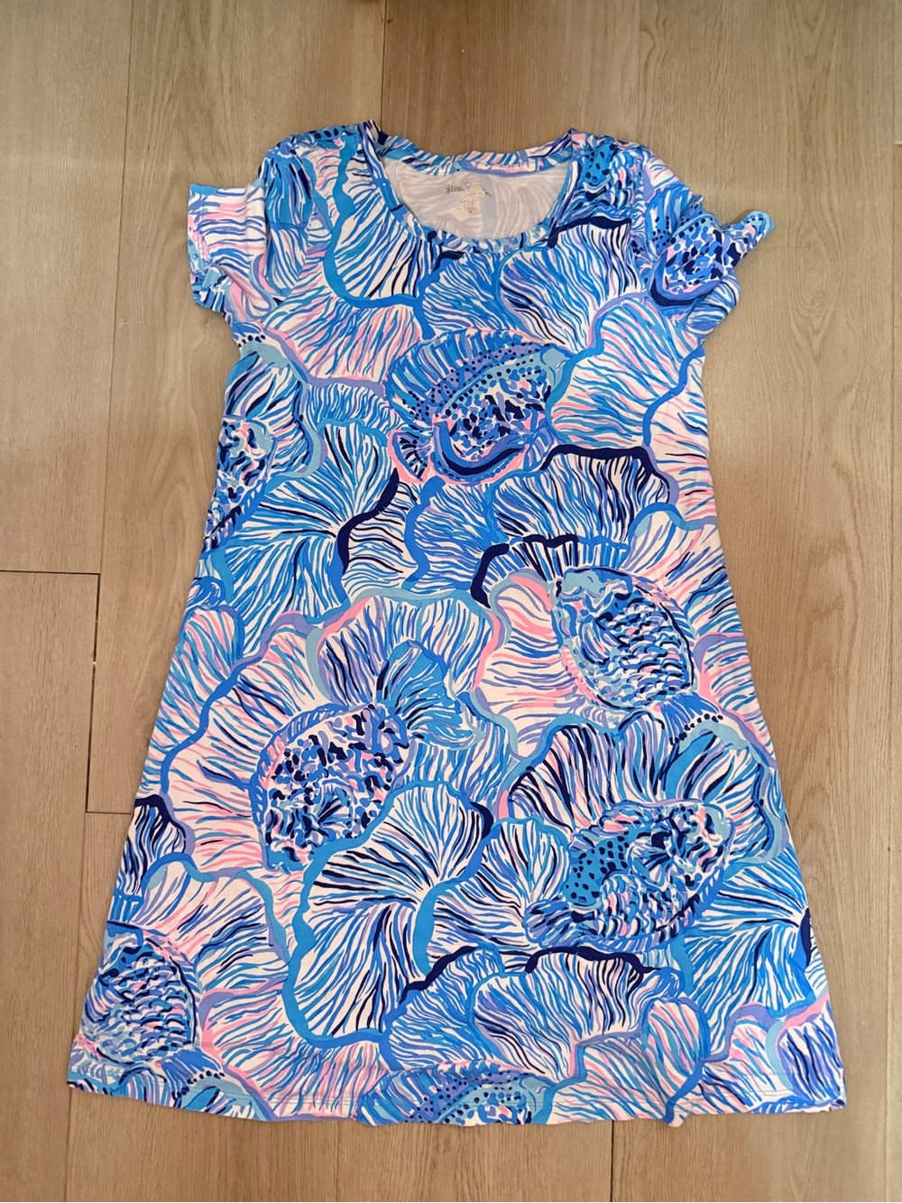 Lilly Pulitzer 100% Pima Cotton Cody Swing Fishful Thinking Dress Blue Size XS